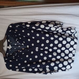 Croft & Ivy Navy/White polka dot blouse